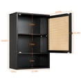 thumbnail image 3 of Garvee Bathroom Wall Cabinet, Bamboo Over-The-Toilet Storage Organizer with Rattan Doors and Adjustable Shelf, Space Saver Medicine Cabinet for Laundry, Kitchen, Living Room and Home Office Black, 3 of 9