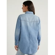 Sofia by Sofia Vergara Womens and Womens Plus Sofia Oversized Boyfriend Shirt with Long Sleeves, Sizes XS-4X