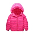 thumbnail image 1 of Bellella Boy Thick Puffer Coat Solid Color Hooded Neck Cardigan Winter Down Jackets Rose Red 120cm, 1 of 2