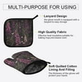 thumbnail image 3 of Yayeee Oven Mitts and Pot Holder Set of 2 Heat Resistant Kitchen Gloves Baking Hot Pad, Dark Purple Floral Pattern, 3 of 5
