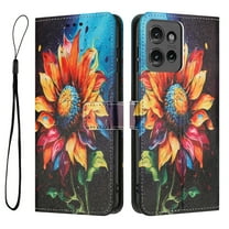 ELEHOLD For Motorola Motorola Edge (2025) Floral Embossed PU Leather Wallet Case,Magnetic Flip Folio Card Slots, Kickstand Wallet Case Cover with Wrist Strap,A