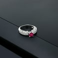 thumbnail image 3 of Gem Stone King 925 Sterling Silver Red Ruby Engagement Filigree Ring for Women (1.59 Cttw, Round 6MM, Gemstone July Birthstone, Size 7), 3 of 4
