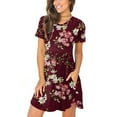 thumbnail image 4 of Patlollav Dresses for Womens Clearance,Womens Fashion Round Neck Short Sleeve Print Pocket Dress Rollbacks, 4 of 6
