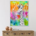 thumbnail image 2 of Monochrome Giraffe Drawing On Bright Rainbow 30 in x 40 in Framed Painting Canvas Art Print, by Designart, 2 of 5