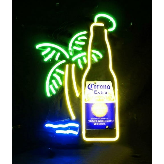 Queen Sense 17"x14" Coronas Extra Bottle Neon Sign Man Cave Handmade Neon Light 117CEBPT