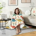 thumbnail image 4 of Wearable Blanket,Beige Cartoon Dinosaurs Flowers Pattern Hooded Wearable Flannel Blanket for Adults & Teens,Winter Poncho Shawl Wrap Cape Cozy Anti-Pill,60"x80", 4 of 5