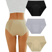 FINETOO 3 Pack Period Underwear for Women Cotton Leakproof Unides Soft Comfortable Panties Menstrual Brief S-XL