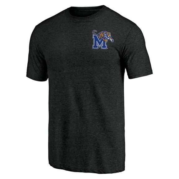 Men's Black Heather Memphis Tigers Left Chest Distressed Logo Tri-Blend T-Shirt