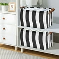 thumbnail image 6 of Ryvnso White with Black Line Stripe Storage Bins Large Basket Foldable Cube Toys Organizer with Handles 1 PC, 6 of 7