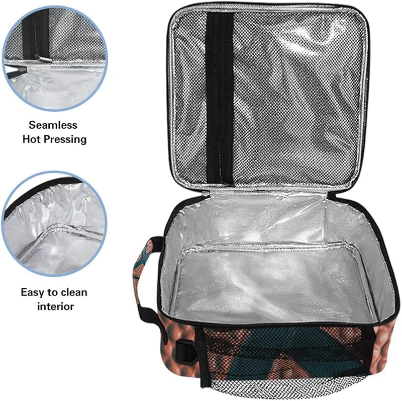 Lunch Box Bag Basketball Sport Lunchbox Insulated Thermal Cooler Ice Adjustable Shoulder Strap for Women Men