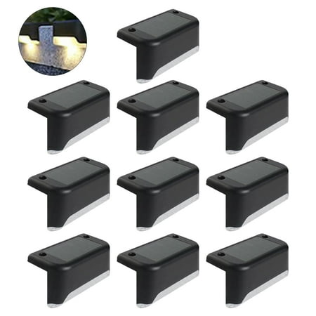 

GoldHub 10Pcs Solar Deck Lights Waterproof LED Solar Wall Light Auto On/Off Zero Cost Step Lighting Warm/White/Colored Glow Fence Lights for Garden Stairs Poolside Safety