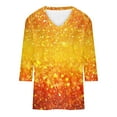 thumbnail image 5 of JTZGDY Sequin Tops for Women Plus Size 3/4 Sleeves Glitter Sparkly Printed Sexy V Neck Basic T-Shirts Dressy Casual Summer Oversized Tunic Blouse Multicolor#07 M, 5 of 6