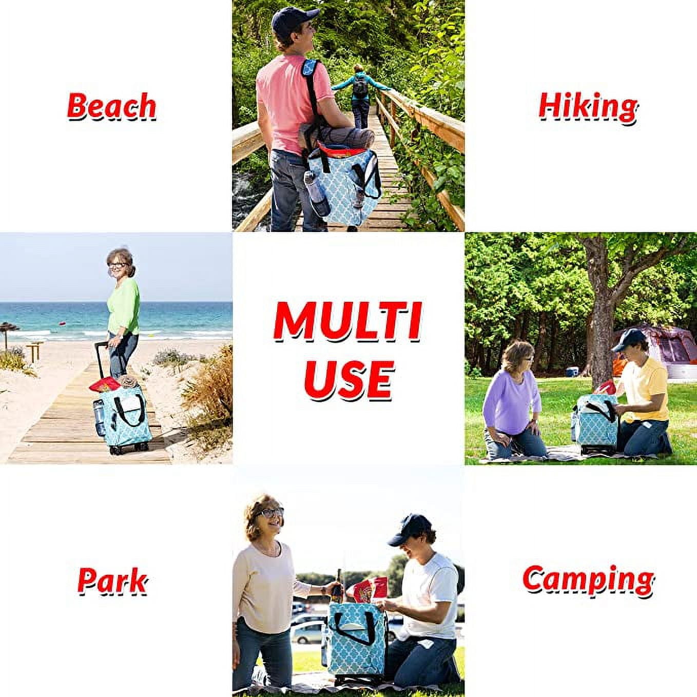 dbest products Ultra Compact Smart Cart Cooler 360, Insulated Collapsible Rolling Tailgate BBQ Beach Summer, Moroccan Tile