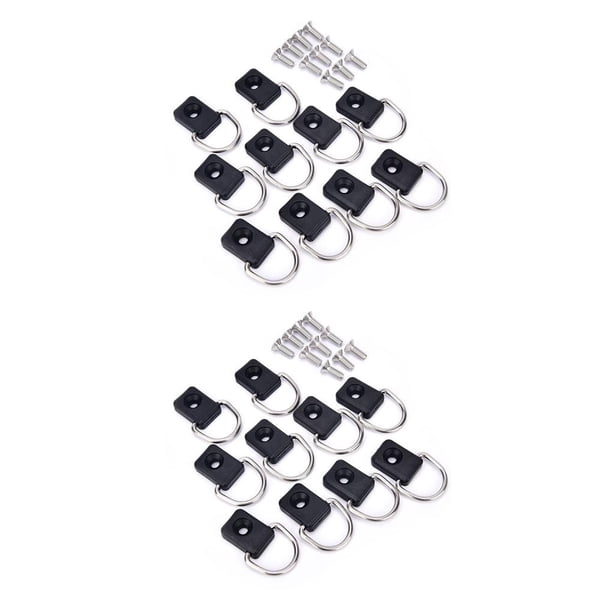 Riwesomey 10 piezas de amarres de Kayak de acero inoxidable, anillos de amarre para cama de camión, piezas de repuesto para barcos, Kit de Gancho D 2piezas