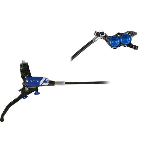 Hope Tech 4 E4 Disc Brake and Lever Set - Rear, Hydraulic, Post Mount, Blue