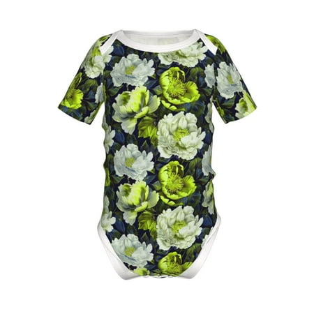 

Coaee Teal floral elegance for Soft Baby Short-Sleeve Bodysuit Baby Climbing Clothes Baby Girls Boys Bodysuit Romper-12 Months