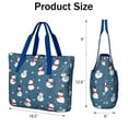 thumbnail image 3 of Tote Bag for Women - Blue Christmas Snowman Pattern Shoulder Bag - Large Utility Work Duffle Bag with Zipper Handbag for Travel, Work, Sprots, 3 of 5
