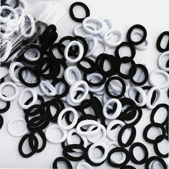 200PCS Cotton Toddler Hair Ties for Girls and Kids, Seamless Baby Hair Bands and Ties, Small Elastics Ponytail Holders,1 Inch in Diameter, Black and White by