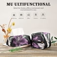 thumbnail image 7 of Purple White Flower Tissue Box Cover Leather Square Rectangle Tissue Box Holder for Bathroom Living Room Desk Office Decor, 7 of 7