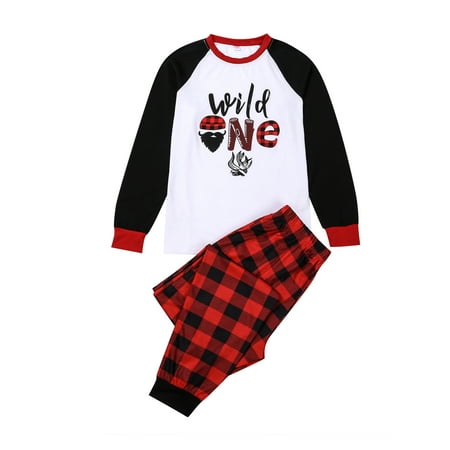 

LisenraIn Family Matching Pajamas Dad Mom Kid Letter Plaid Sleepwear Sets