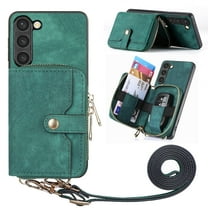 for Samsung Galaxy A35 5G Wallet Case, Crossbody Phone Purse with Card Holder for Women, Zipper PU Leather Carrying Cover Gift with Shoulder Strap Kickstand Anti-drop for A35 5G - Green