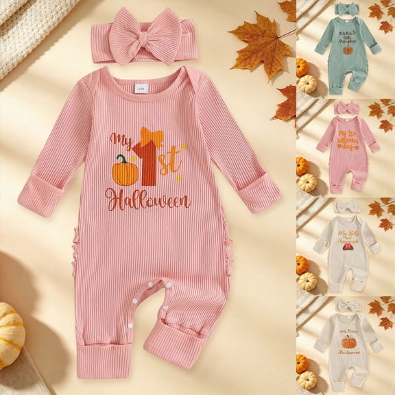 3-6 Months Newborn My First Halloween Baby Outfit Mamas Long Sleeve Romper Jumpsuit Outfits Clothes One-Piece Romper Newborn Pajamas