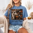 thumbnail image 3 of VibeNest Studio Unisex Just a Few Things Funny Raccoon Ghost Halloween Shopping Garment-Dyed Tee, 3 of 7