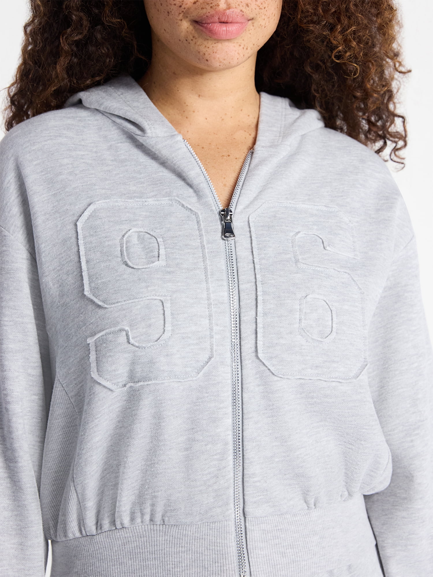No Boundaries Embroidered Fleece Zip-Up Hoodie and Pants Set, 2-Piece, Women's XXS-4X