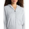 thumbnail image 3 of No Boundaries Embroidered Fleece Zip-Up Hoodie and Pants Set, 2-Piece, Women's XXS-4X, 3 of 4