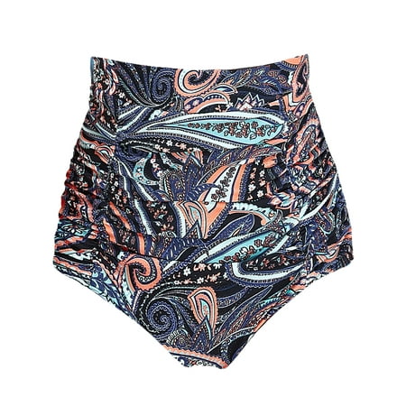 RELLECIGA Women s Paisley Floral High Waisted Ruched Bikini Bottom Size X-Large