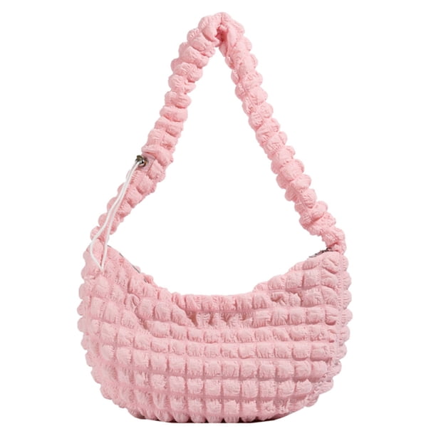 Bolso Hombro Acolchado Y Hinchado para Mujer Bolso para Mujer Y Niña Color Sólido Suave (rosa)