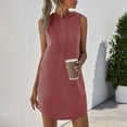 thumbnail image 4 of Vestido corto sin mangas con capucha para mujer: color liso, tejido de poliéster, estilo informal para primavera/verano, talla real., 4 of 7