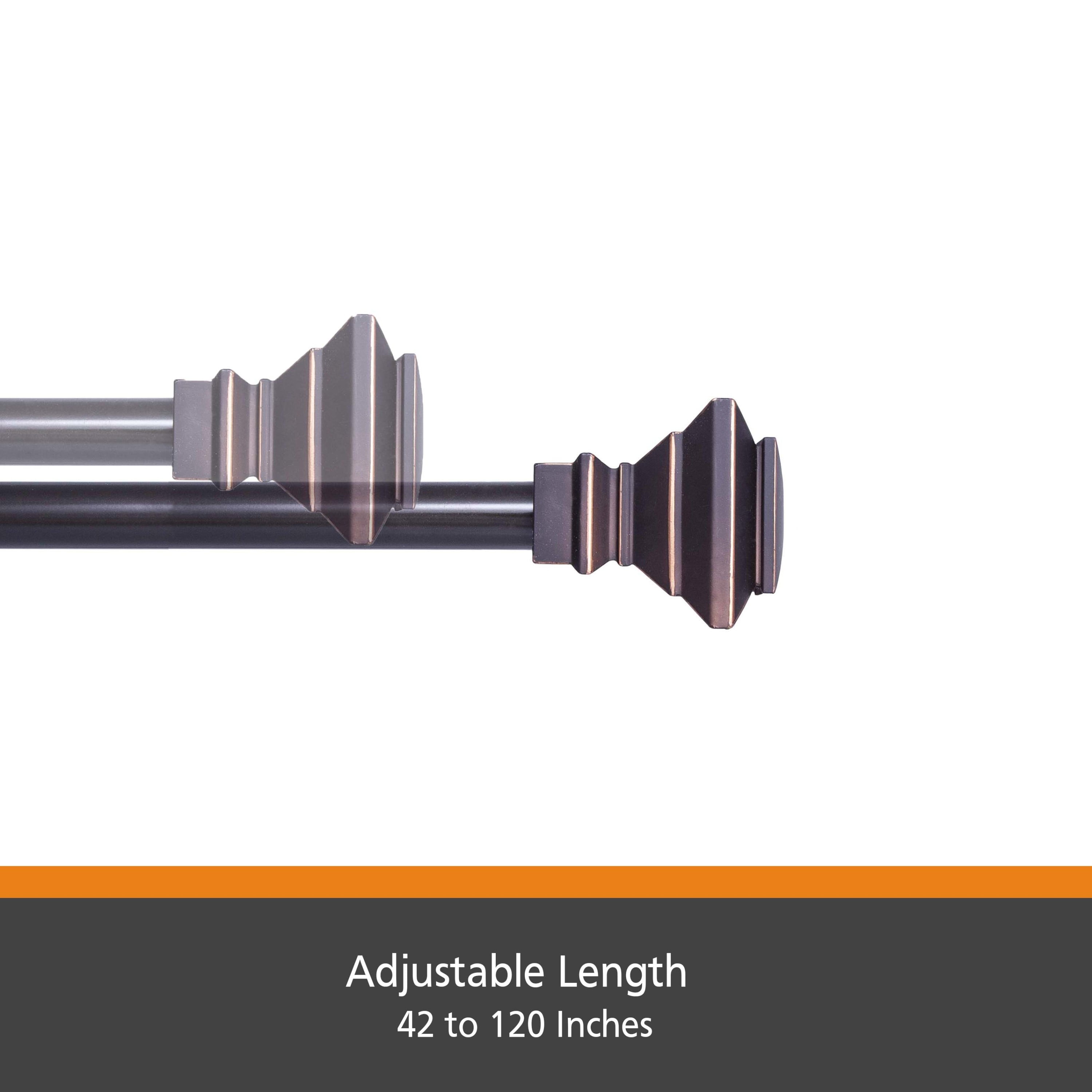Kenney® Sunderland 3/4" Fast Fit™ Easy Install Decorative Window Curtain Rod, 42-120", Antique Copper