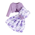 thumbnail image 2 of Vqpzlfhb Girls Dress Outfit Floral Sleeveless Design Layered Clothing With Solid Cardigan Fall Seasonal Set Purple,3-4T, 2 of 9