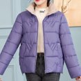 thumbnail image 7 of XPMWRP Women's Quilted Thicken Puffer Zip Jacket Long Sleeve Stand Collar Solid Color Coat Warm Winter Loose Trendy Padded Coat with Pockets Purple XXL, 7 of 7