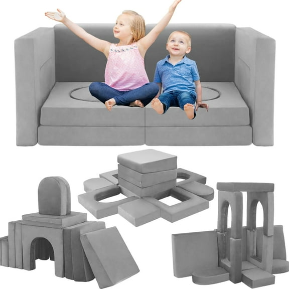 Couch Play Modular Kids Play Couch Child Convertible Building Fort Sofa and Cushion Toddler DIY Floor Sofa for Sleeping Playroom Bedroom