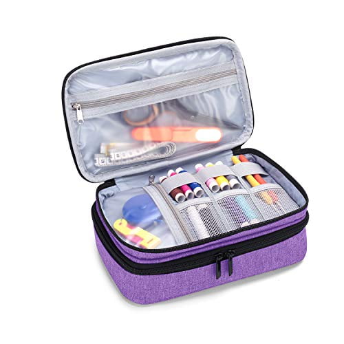 luxja sewing accessories organizer, double-layer sewing supplies organizer  for needles, scissors, measuring tape, thread and other sewing tools (no 