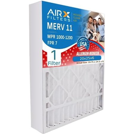 WICKED CLEAN AIR. 20x25x6 Air Filter MERV 11 Compatible with Aprilaire 201 Furnace Filter 1 Single Filter