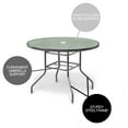 thumbnail image 3 of Garden Elements Outdoor Patio Furniture, Round Dining Table, Steel Base and Rim with Waterwave Glass Top, Gray, 40", 3 of 4