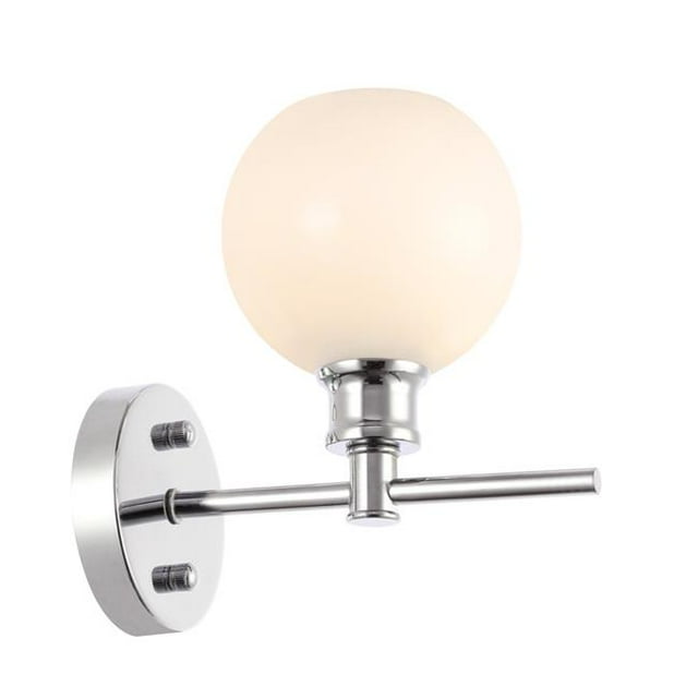 Living District Collier Industrial Mid-Century Modern 1 Light LED E26 Chrome Frosted Glass Wall Sconce