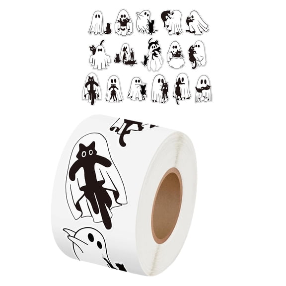 500Pcs Halloween Ghostly Sticker for Kid Craft Adhesive Seal Sticker for Scrapbooking Journal Notebook Phone Packaging