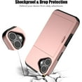 thumbnail image 2 of KOMI Compatible avec iPhone 16 Pro Max Étui avec Porte-Cartes [Store 5 Cards] Double Couche Robuste Antichoc Étui Portefeuille avec Fente Cachée Grande Capacité pour Hommes & Femmes 6.9 Pieds' Or Rose, 2 of 5