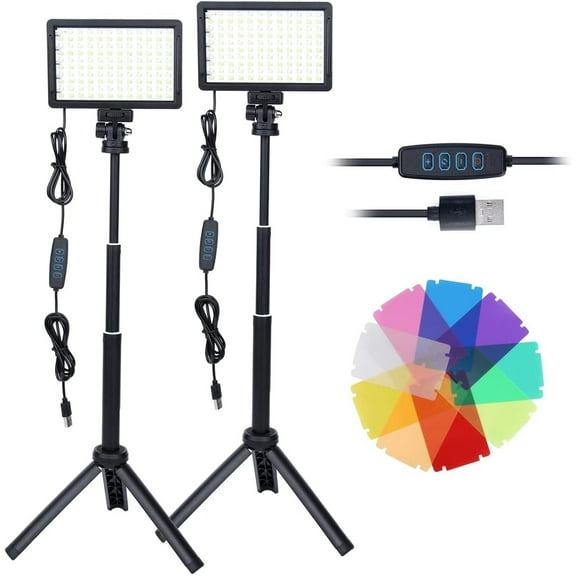 LED Video Light Kit for Camera,Dimmable 10000K 2-Pack Photography Lighting ,USB LED Fill Lights for Tabletop Shooting,Video Recording Conference YouTube