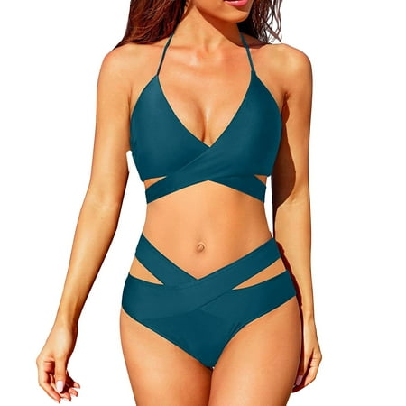 Xiangyun Womens Two Piece Swimsuit Bikini+sets+for+women Bikini Sets for Women Two Piece Bikini Sets for Women High Waisted Bikini Swimsuit Wrap Bathing Suit Thong Bikini Dark Blue S