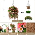 thumbnail image 5 of Artificial Silk Flowers in Hanging Basket Outdoor Indoor Garden Decor, Artificial Hanging Plant in Basket, Hanging Daisy Flowers with 12inch Coconut Lining Chain Palm Flowerpot(Pink), 5 of 5