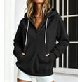 thumbnail image 4 of Hoodies Sweatshirt for Women Button Collar Drawstring Long Sleeve Pullover Casual Winter Hooded Tops With Pocket Fall Outfits, 4 of 7