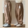 thumbnail image 4 of Huowey Unisex Girls Boys Lined Pants Wide Leg Knitted Thermal Thickened Loose Fit Joggers Soft Cozy Casual Trousers For Toddler Fall Winter Warm Comfortable Ankle-Tied Sweatpants Outwear, 4 of 4