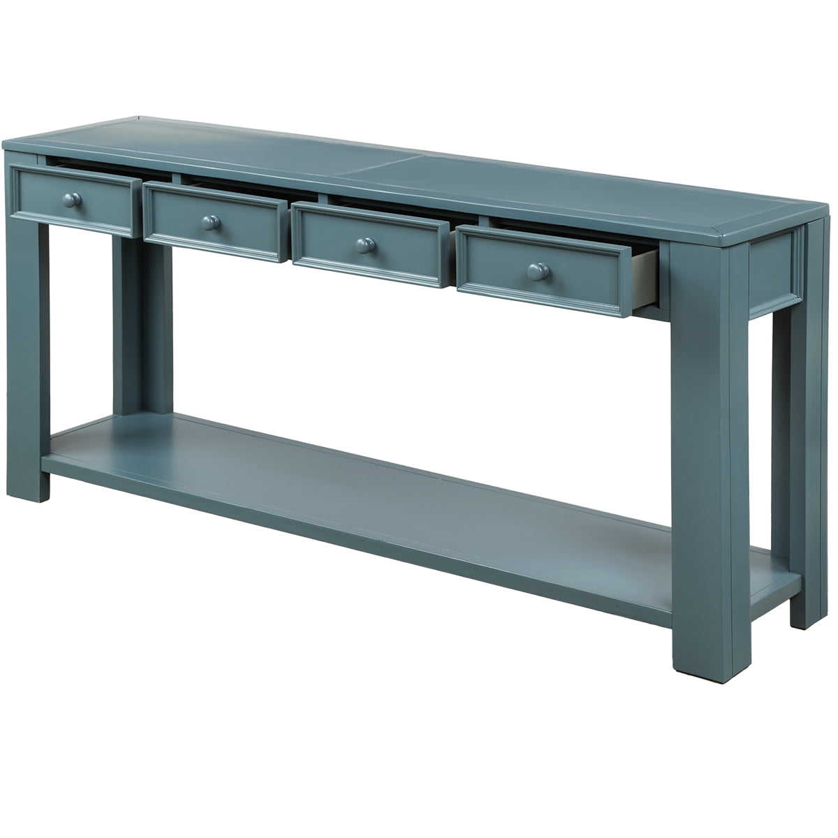Private Jungle 60" Long Console Table for Entryway Hallway Sofa Table with Storage Drawers and Bottom Shelf,Retro Blue Private Jungle 60" Long Console Table for Entryway Hallway Sofa Table with Storage Drawers and Bottom Shelf,Retro Blue