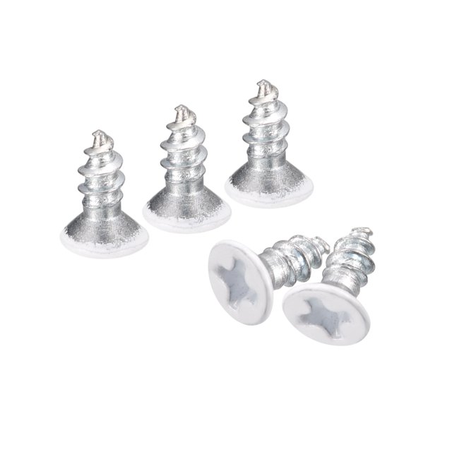 Unique Bargains Vis Blanches ST3x8mm à Taraudage Automatique, Lot de 100 Vis à Tête Plate à Vis Phillips pour le Travail du Bois