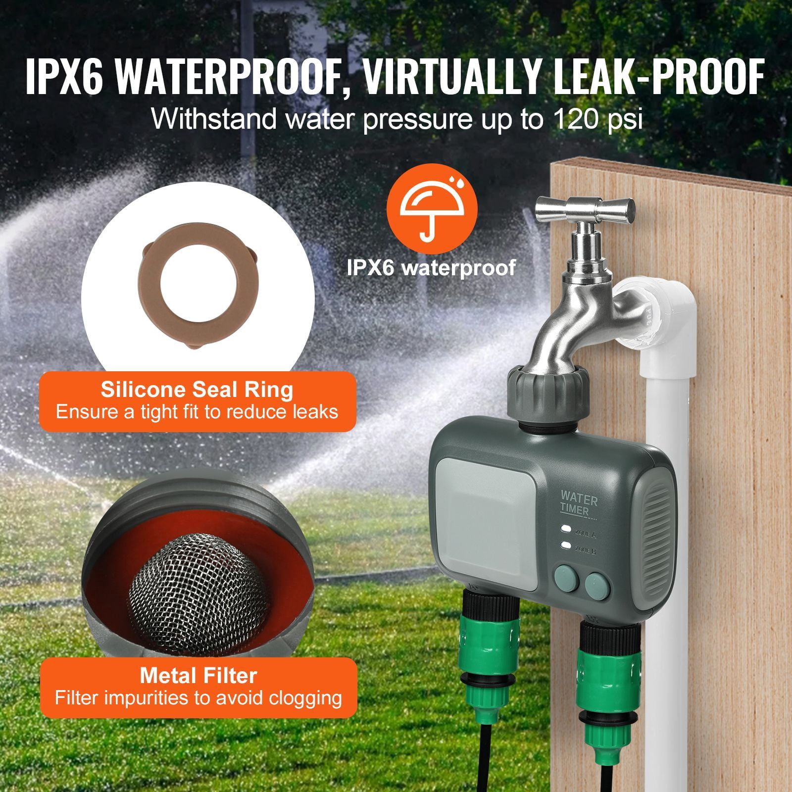 Smart WiFi Sprinkler Timer 2.4GHz Bluetooth App Control, Automatic Watering Schedule Programmable, Irrigation Timer for Garden Lawn Yard Plants
